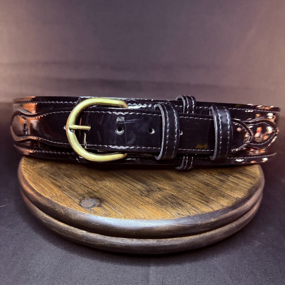 Boston Leather Riverside Duty Belt Size 32" Stitched Leather Clarino Hi-Gloss